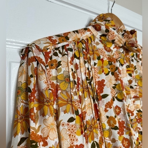 SANDRO PARIS floral long sleeve mini dress 38/Small NWT - Picture 8 of 13